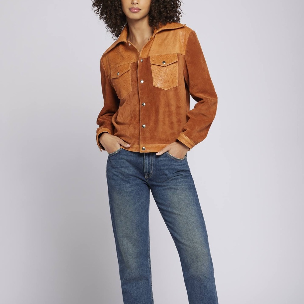 NWT Current Elliott The Crow leather suede jacket in rust 
Size Medium $1078